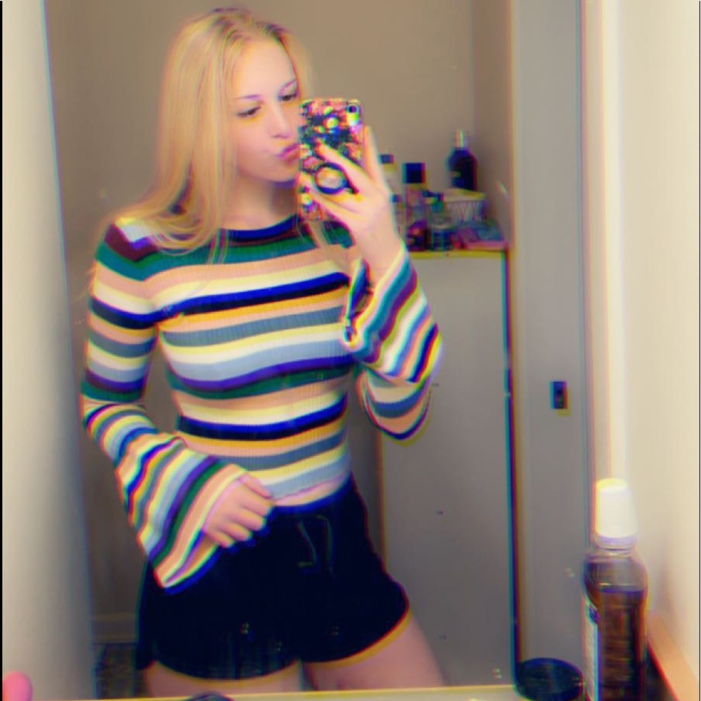 bell sleeve striped shirt